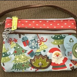 Lily Bloom Santa Blues Amber Wristlet NWT RARE